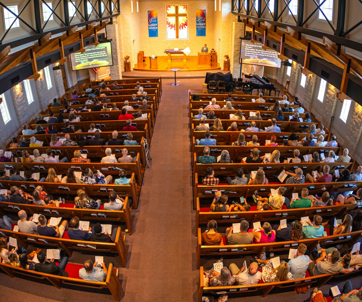 A church gathered together during a special service